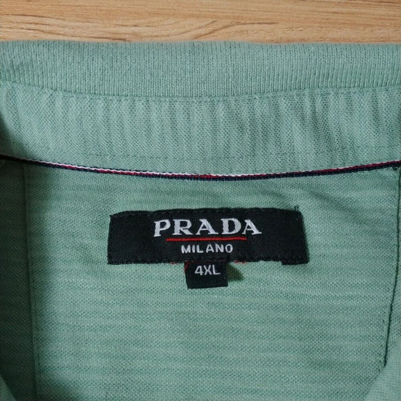 Prada Milano Polo Shirt Men's 4XL Embroidered Logo Green Luxury  Designer Italy - Picture 4 of 6